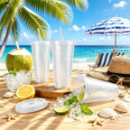 24 Pcs White Tumblers with Straw & Lid - 24oz Coffee Cups - Image 4