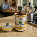 Deruta Italy Raffaellesco Coffee Jar | 1 Piece | 4 x 4 x 6 Inch Multicolor Hand Painted Ceramic Storage Canister Airtight Lid Kitchen Italian Pottery Renaissance Decor Countertop Pantry Organizer Gift - Image 6