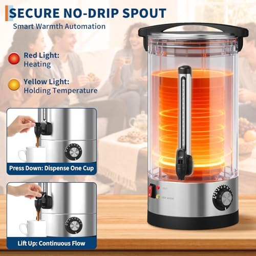 110-Cup Commercial Coffee Urn – 16L Large Stainless Steel Electric Coffee Maker with Double-Wall Insulation and Filter Basket – Suitable for Buffets, Catering, Parties, Weddings, and Business Events - Image 3