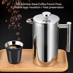 Stainless Steel French Press Coffee Maker, Double Wall Insulated Rustproof Press, U Shaped Spout No Drip for Camping, Office & Home (600ml) - Image 5