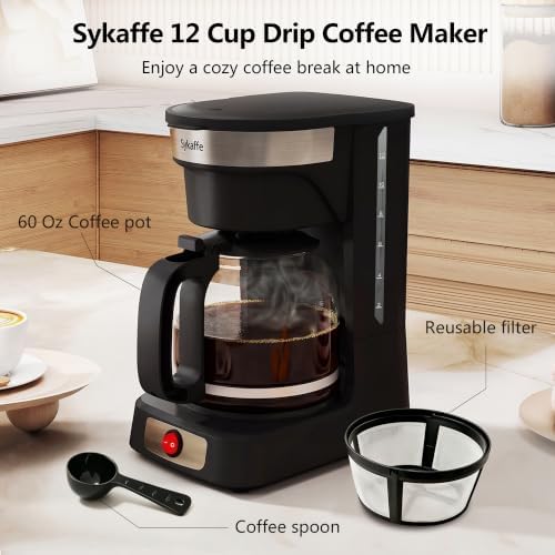 12-Cup Drip Coffee Maker,Auto Keep Warm,Reusable Filter,60Oz Size - Image 2