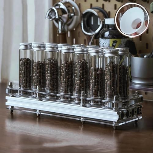 Single Dose Coffee Bean Storage Tubes, Espresso Bean Cellars ,with Stand/1-Way Exhaust Valve, Capacity 20-22g,for Home,shop (Silver ) - Image 2