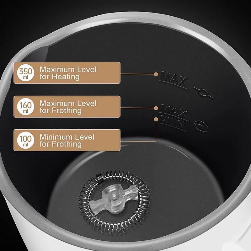 Milk frother, 4 in 1 milk frother with heating function, 580ml/19.6oz Automatic hot and cold coffee foamer, Latte, Cappuccino, Macchiato, Hot Chocolate, milk steamer with temprature control (1, Black) - Image 2