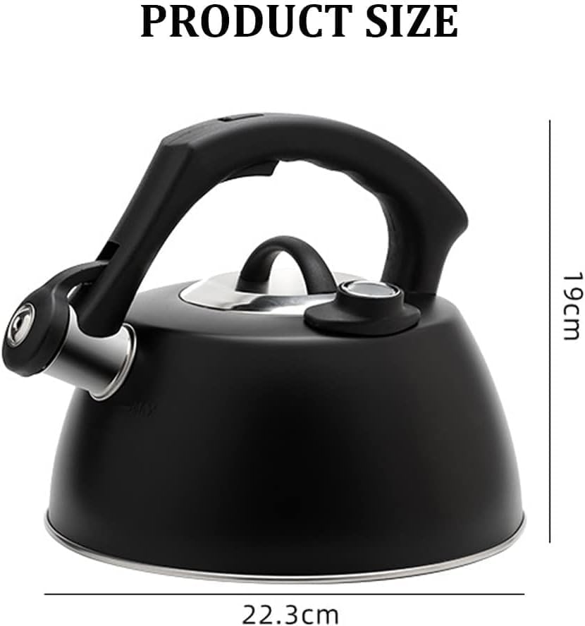 2.5L Classic Tea Kettle Food Grade Stainless Steel Whistling Tea Kettle Stovetops Tea Pot Stove Top Kettle with Thermometer for Tea Coffee Milk Gas Electric Bla, - Image 4