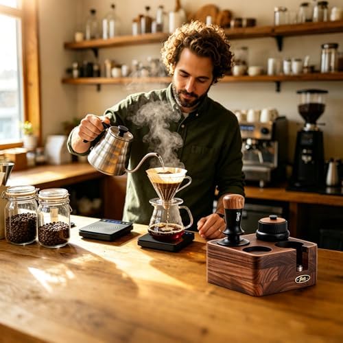 Bincoo 58mm Espresso Tamper Spring Loaded Espresso Press,Calibrated Consistent Pressure Coffee Tamper with Wood Handle, Professional Barista Tool for Espresso Machine, Coffee Tamper (black) - Image 6