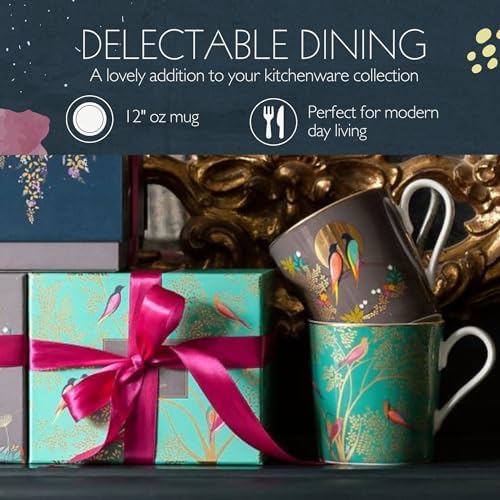 Portmeirion Sara Miller London Chelsea Mug, Green | 12 Oz Cup for Drinking Tea, Coffee, and Hot Cocoa | Made from Fine China with Gold Detail | Handwash Only - Image 5