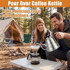 2 Sets Tea Kettle with Thermometer Pot and 2 Pcs Brushes, 40 Fl oz Stainless Steel Gooseneck Pour over Coffee Maker Teapot Pour over Coffee Kettle, 1200ml for Home Kitchen Camping - Image 5
