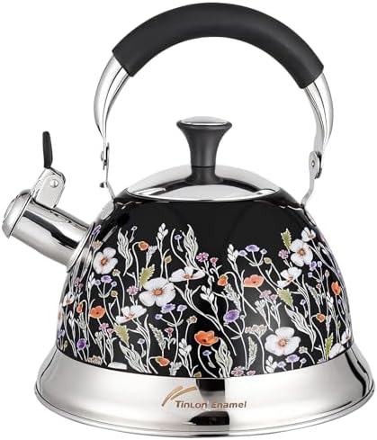 Tea Kettle, 3.1QT Vintage Whistling Tea Kettle for Stovetop by TinlonEnamel