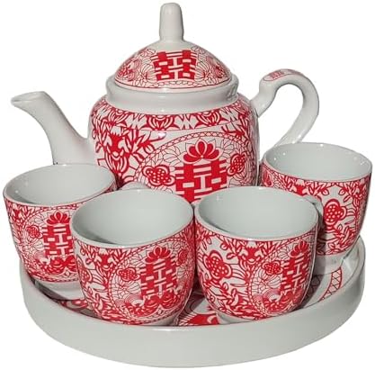 Chinese Wedding Tea Gift Set Service Bride and Groom (Double Happiness S) by Liangbaobao