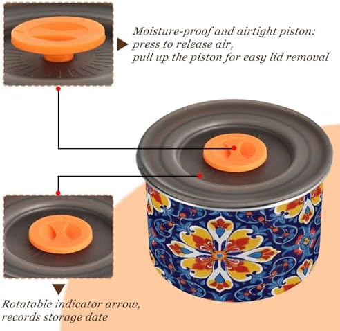 Stainless Steel Coffee Storage Containers with Airtight Lid, Colorful Mexican Talavera Mandala 17oz Food Storage Container Kitchen Canister for Tea, Coffee Beans, Ground, Sugar Storage - Image 3