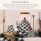 MACKENZIE-CHILDS Tea Kettle, 2 Quarts, Black-and-White Courtly Check - Image 2
