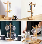 LIU- Mug Holder Tree Countertop Beech Wooden Mug Stand,Coffee Cup or Keychain Storage Rack for Coffee Counter Bar Decor Accessory - Image 4