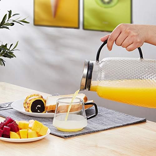 Purefold Pitcher with Lid, Glass Jug with Stainless Steel Lid for Hot and Cold Water, Fruit Tea, Coffee Maker, Ice Tea, Juice, Pineapple Series (Clear, 80 oz) - Image 7