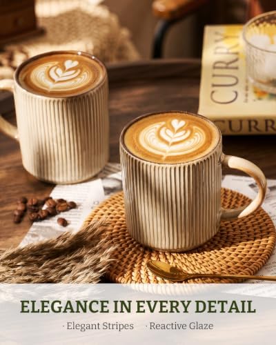 famiware Coffee Mug Set of 6, Star 12 oz Ceramic Mugs Cups Set with Handle - Image 2