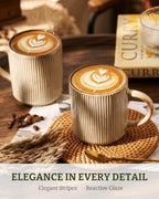 famiware Coffee Mug Set of 8, Star 12 oz Ceramic Mugs Cups Set with Handle - Image 2