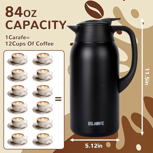 316Stainless Steel Coffee Carafe 84oz - 12 Hours Hot & 24 Hours Cold Black - Image 4