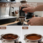 8PCS Espresso Accessories Kit, 51mm Espresso Tamper Tool Coffee Tamper Set with Coffee Distributor, Espresso Tamping Station, WDT Tool, Puck Screen, Dosing Funnel, Latte Art Pen for Espresso Lovers - Image 7