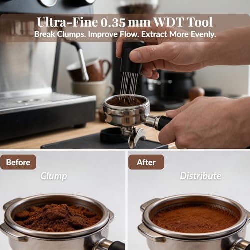 8 PCS Espresso Accessories Kit, 53.3mm Espresso Tamper 54mm Portafilter Compatible, Espresso Tamping Station, WDT Tool Needle Distributor, Magnetic Dosing Funnel, Puck Screen, Coffee Bar Tool Set - Image 7
