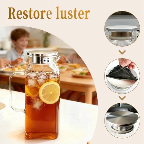 2 Pack 2L/68oz Square Glass Pitchers with Handle and Lid, Borosilicate Jug - Image 7