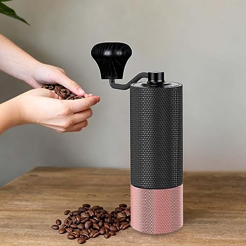 Coffee Grinder Stainless Steel Burr Mill Hand Coffee Mill Stainless Steel Core Professional Conical Burr Mill for Cafe Bar Camping, Black Rose Gold - Image 2