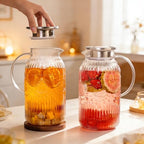 Bandesun Vintage Glass Pitcher with Lid, 101oz/ 3 Liter Water Pitcher with Handle for Fridge Heat Resistant Borosilicate Water Jug, Carafe for Hot/Cold Coffee, Tea,Beverage 1Pack - Image 6