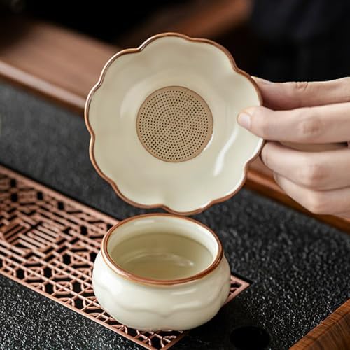 Ceramics Ru Kiln Crackled Glaze Teapot Hand Held Teapot 9pc Set, 300ml 10.1oz, Brew Tea Receive Guests Kungfu Tea Set - Image 4