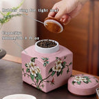 Coffee Bean Storage Canister with Airtight Lid, Decorative Ceramic Tea Jar with Vintage Floral Pattern, Sugar Container & Spice Jar for Kitchen Countertop, Cabinet or Shelf - Pink & 30oz - Image 2