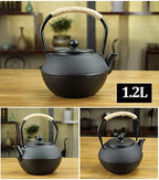Tea Kettle,1.2L Cast Iron Teapot in Japanese Style,Tetsubin Tea Kettle with Stainless Steel Infuser,Die Casting Pattern Stove Safe Kettles,Iron Teapots(Color:M) (Size : A) - Image 2