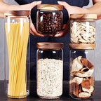 SAIOOL Set of 5 Kitchen Canisters,Thick, Stackable, Natural Style,Cookie, Rice and Spice Jars - Sugar or Flour Container - Big and Small Airtight Food Jar for Pantry - Image 3