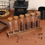 BESPORTBLE Glass Coffee Bean Storage Vials with Wood Stand - Image 6