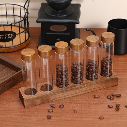 BESPORTBLE Glass Coffee Bean Storage Vials with Wood Stand - Image 6