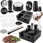 51mm Espresso Accessories Kit – 26PCS Tamping Station, Tamper, WDT Tool, Distributor, Dosing Funnel, Puck Screen, Air Duster, Stirrer, Stencils, Brush & Latte Art Pen by Unknown