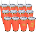 20 oz Tumbler Bulk Stainless Steel Tumblers with Lids and Straws Orange by MetalyaTumblers