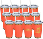 20 oz Tumbler Bulk Stainless Steel Tumblers with Lids and Straws Orange by MetalyaTumblers
