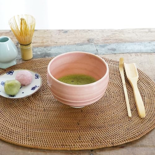 Kyoto Kiyomizu-yaki Earthenware Matcha Bowl - Rokuro Suji – 20.2 fl oz Charming Form, Lead-Free, Gift Box Included - Ideal for Tea and Café au Lait Made in Japan (Sakura) - Image 6