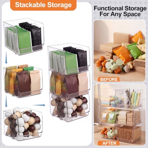 9 Pcs Clear Plastic Storage Bins Stackable Pantry Organizer - Image 5