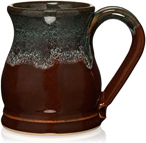 16oz Potbelly Coffee Mug Handmade in the USA (Chestnut/Sage) by Uncommon+Clay