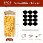 SLifeJars-32 oz Glass Jars with Bamboo Lids 8 pcs Glass Food Storage Containers with Airtight Bamboo Lids, Glass Canisters Stackable Kitchen Pantry bamboo lid for Coffee Beans, Rice, Sugar and More - Image 2
