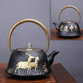 LJYT Teapot Teapots Cast Iron Handmade TeapotHome Kettle Uncoated Vintage Cast Iron Kettle Tea Pot with Infusers for Loose Tea (Color : Chasing the Central Plains) by Unknown