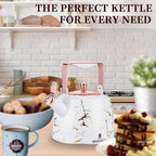 BERTILLE Teapot 2.5QT Whistle Exquisite Teapot for Stovetop, 18/8 Stainless Steel Stovetop Kettle(Gold thread) - Image 4