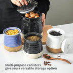 HASENSE Ceramic Kitchen Canister, 75 Oz Large Airtight Coffee Canister with Lid, Food Storage Jar for Coffee Beans, Nuts, Candy, Spices, Flour & Herbs, Farmhouse Kitchen Decor, Black - Image 4