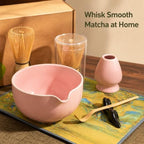 Ceramic Matcha Bowl Set with Bamboo Whisk, Complete 4-Piece Set in Box - Image 2