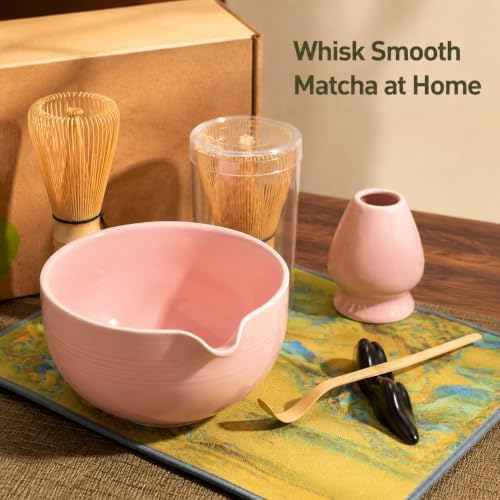 Ceramic Matcha Bowl Set with Bamboo Whisk, Complete 4-Piece Set in Box - Image 2