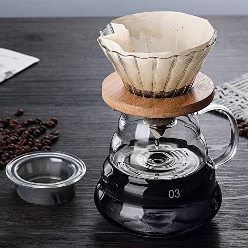 Coffee Filters Coffee Pot Glass Coffee Maker Wooden Coffee Dripper and Pot Set for Coffee Filter Reusable Coffee Filters(360ML) - Image 3