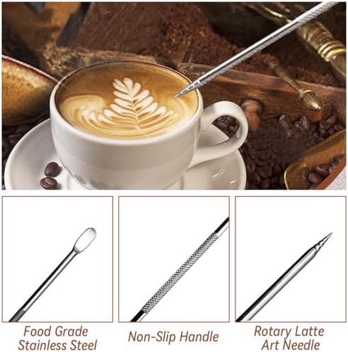 22 PCS Espresso Accessories, 51mm Coffee Espresso Tamper Set, with Espresso Tamper, WDT Tool, Coffee Stirrer, Frothing Pitcher, Latte Art Pen, Tamper Mat, Coffee Stencils for Espresso Machine - Image 5