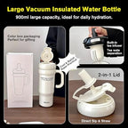 MUHAN 30oz Insulated Tumbler with Handle, Stainless Steel Water Bottle, Travel Mug (Star Black-Ceramic inner（Lid+tea strainer+Straw+handle）, MUHAN 30oz Insulated Tumbler with Handle) - Image 3