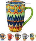 vancasso 18 Oz Tea Infuser Mug with Lid, Mint Petal Whirl by vancasso