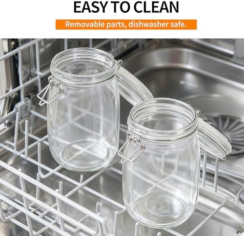 6 Pack 17oz Food Storage Jars with Airtight Lids, Preserving Seal Wire Clip Fastening Glass Containers, Canisters for Kitchen Organization, Flour, Cereal, Pasta, Sugar, Beans, Pickling Jars (17 Oz*6) - Image 6