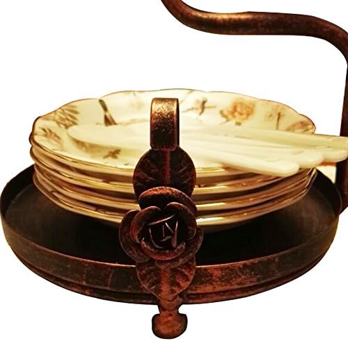 Creation Core Vintage Bronze Iron Coffee Cup Holder Storage Premium Rustic Tea Mug and Saucer Display Rack Holds 6 Cups - Image 6