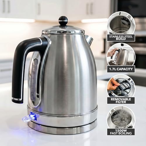 OVENTE 1.7L Stainless Steel Electric Kettle, 1500W Power, Silver KS777S - Image 2